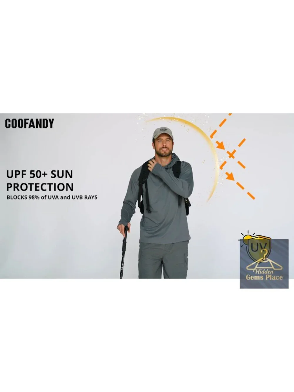 SPF 50+ Long Sleeve Rash Guard Sun Hoodie Fishing Shirt with Thumbhole